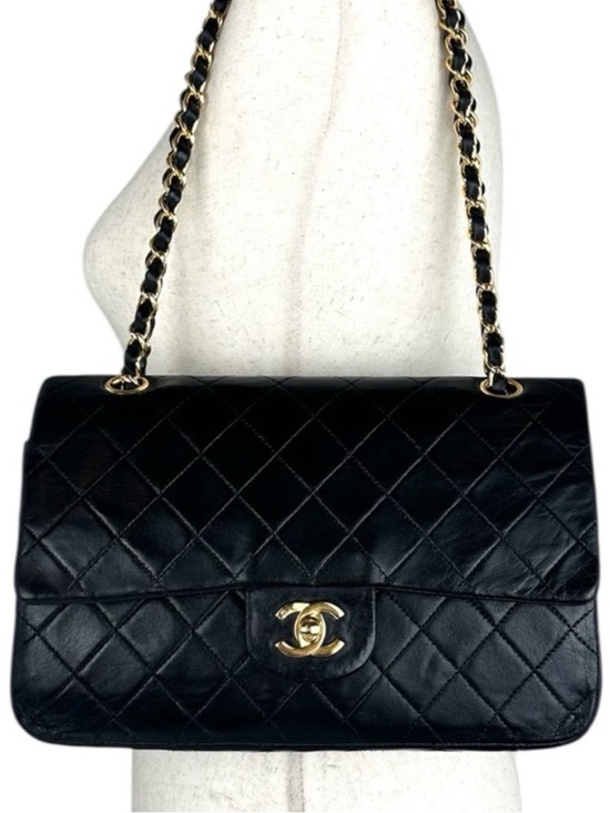 CHANEL Handbags - Chanel Medium Classic Double Flap Bag Black Lambskin 24KT Plated